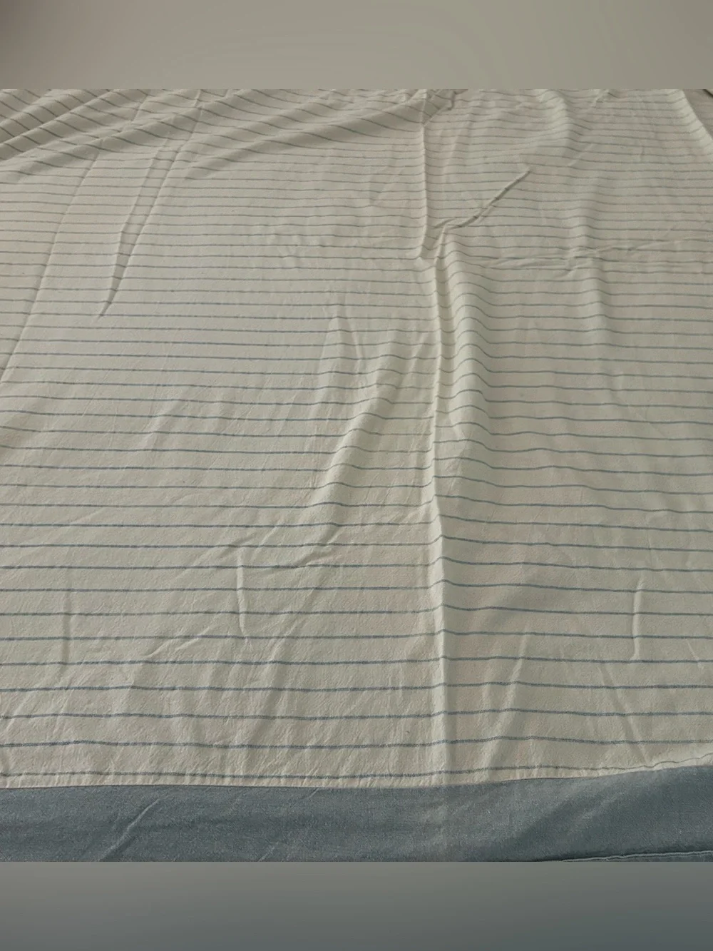 Park B. Smith ECO-ORDINATES Stripe💯 Cotton Twin Duvet: Cream/Light Blue, India.